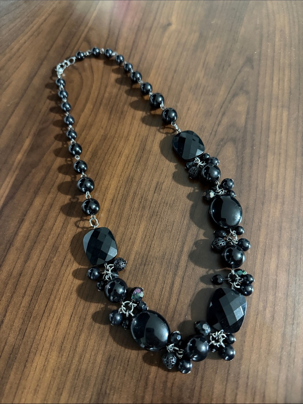 Black Beaded Statement Necklace - Elegant Women’s Jewelry